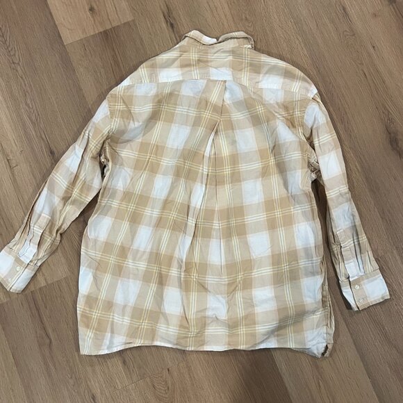 Levi's Cream Tan White Button Down Long Sleeve Shirt Blouse Size Small - Picture 5 of 5